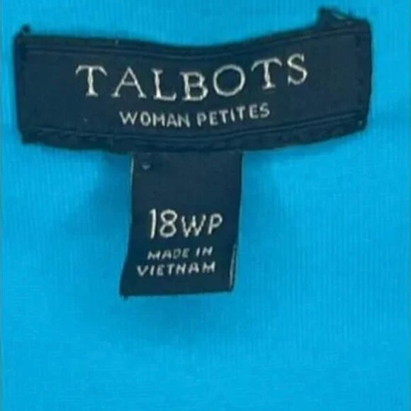Talbots Aqua Turquoise Blue Dress Plus Size 18 18P Petite Sleeveless V-Neck - Picture 5 of 7